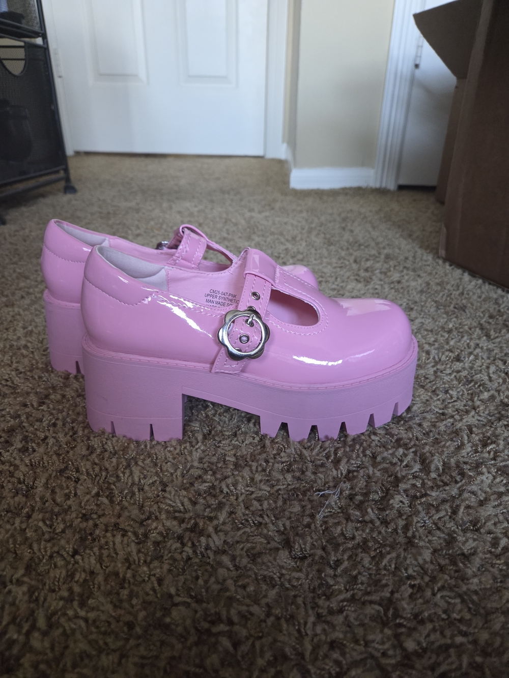 Pink Patent Mary Jane Platform Shoes